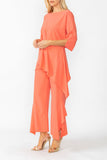 Sunset Side Pleats Asymmetrical Ruffle Top