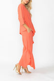 Sunset Side Pleats Asymmetrical Ruffle Top