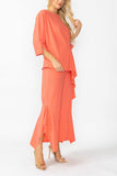 Sunset Side Pleats Asymmetrical Ruffle Top