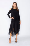 Black Cold One Shoulder and Asymmetrical Layered Dress