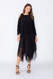 Black Cold One Shoulder and Asymmetrical Layered Dress
