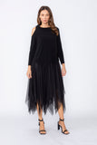 Black Cold One Shoulder and Asymmetrical Layered Dress