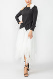 White Cold One Shoulder and Asymmetrical Layered Dress