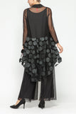 Black Ruffle High and Low Mesh Blouse