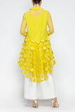 Lime Ruffle High and Low Mesh Blouse