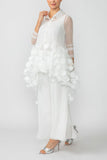 White Mesh Wide Leg Pants