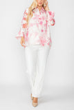 Pink Burn Out Pleated Collar & Back 3/4 Sleeves Jacket