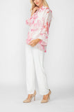 Pink Burn Out Pleated Collar & Back 3/4 Sleeves Jacket