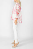 Pink Burn Out Pleated Collar & Back 3/4 Sleeves Jacket