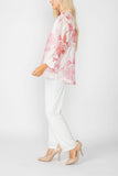 Pink Burn Out Pleated Collar & Back 3/4 Sleeves Jacket