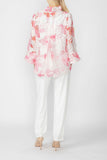 Pink Burn Out Pleated Collar & Back 3/4 Sleeves Jacket