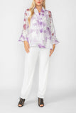 Purple Burn Out Pleated Collar & Back 3/4 Sleeves Jacket