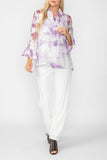 Purple Burn Out Pleated Collar & Back 3/4 Sleeves Jacket