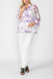 Purple Burn Out Pleated Collar & Back 3/4 Sleeves Jacket