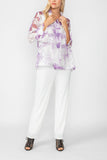 Purple Burn Out Pleated Collar & Back 3/4 Sleeves Jacket