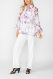 Purple Burn Out Pleated Collar & Back 3/4 Sleeves Jacket