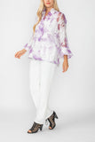 Purple Burn Out Pleated Collar & Back 3/4 Sleeves Jacket