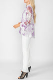 Purple Burn Out Pleated Collar & Back 3/4 Sleeves Jacket