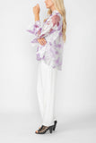 Purple Burn Out Pleated Collar & Back 3/4 Sleeves Jacket