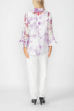 Purple Burn Out Pleated Collar & Back 3/4 Sleeves Jacket