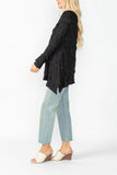 Black Side Drape Top With Front Zip