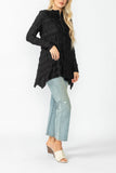 Black Side Drape Top With Front Zip