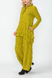 Mustard Side Drape Top With Front Zip