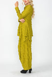 Mustard Side Drape Top With Front Zip