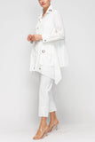 White Cinched Waist Blouse With Pocket