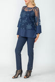 Navy Mesh Tunic With Cuffs