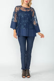 Navy Mesh Tunic With Cuffs