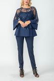 Navy Mesh Tunic With Cuffs