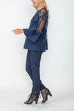 Navy Mesh Tunic With Cuffs