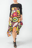 Multi Color Square Drape Scarf Dress