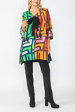 Multi-Color Long Tunic With Buttons