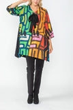 Multi-Color Long Tunic With Buttons