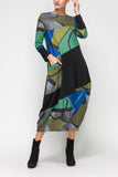 Multi-Color Bubble Dress With Side Pocket