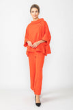 Coral Box Top With Ruffle