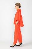 Coral Box Top With Ruffle