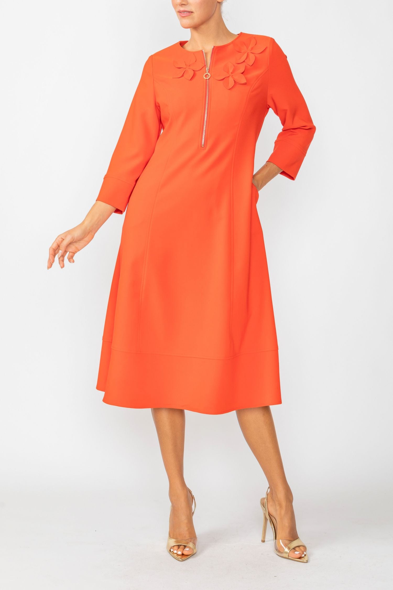Coral Zip Front Dress Coral / Small Coral Zip Front Dress Coral / Small