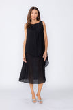 Black Layered Dress With Back Zip