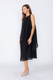 Black Layered Dress With Back Zip