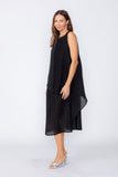 Black Layered Dress With Back Zip