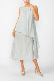 Silver Layered Dress With Back Zip