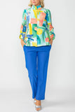 Blue Abstract Print Short Jacket
