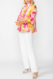 Pink Abstract Print Short Jacket