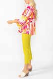 Pink Abstract Print Short Jacket