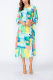 Blue Zip Front Boat Neck Dress
