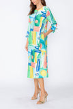 Blue Zip Front Boat Neck Dress