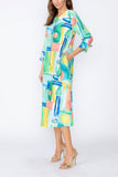 Blue Zip Front Boat Neck Dress